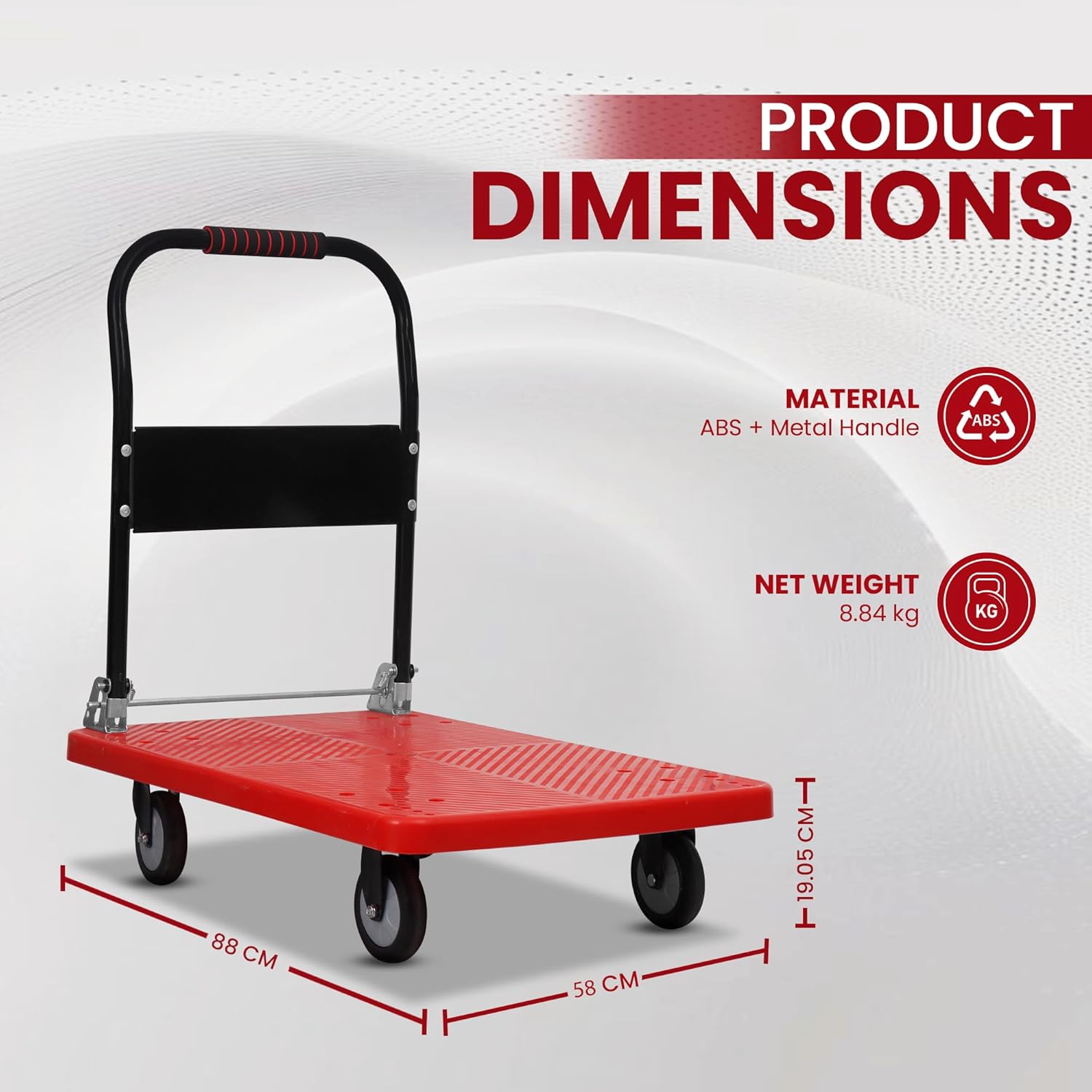 Dimesnsions of Heavy-Duty Foldable Platform Trolley