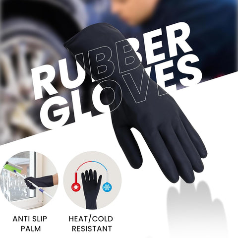 Robustt Heavy Duty Rubber Hand gloves - (X-Large, Black) for Dishwashing, gardening, kitchen cleaning