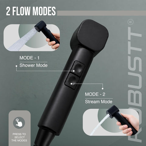 Toilet Jet Spray Gun with Pipe & Magnetic Holder | 2 Flow Health Faucet with 1.2m Hose, Anti-Rust Hand Faucet for Toilet Cleaning, Pet Washing & Basin Use | Kink Resistant Jet Spray Pipe