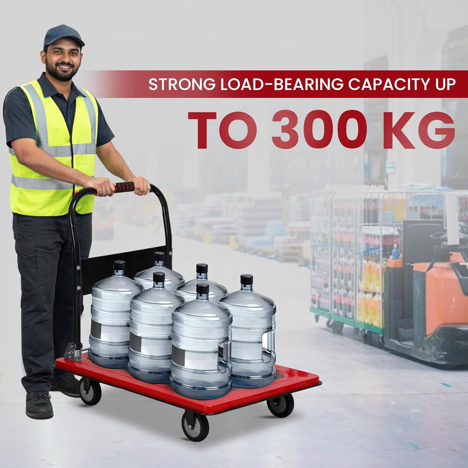 Red Trolley Strong load bearing capacity up to 300 kg