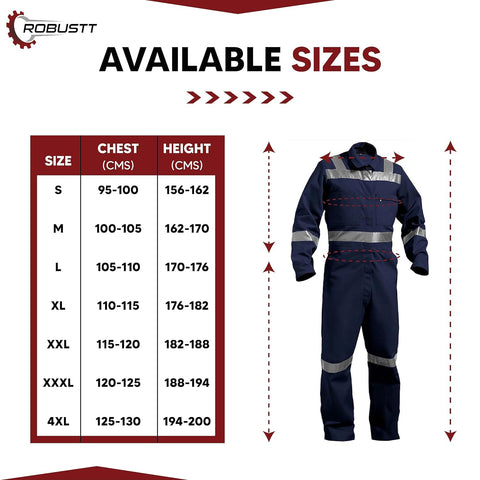 Robustt Orange Boiler Suit | 100% Cotton Suit with Multiple Pockets | Workwear Suit with Reflective Tape, Unisex Coveralls for Industrial & Protective Use