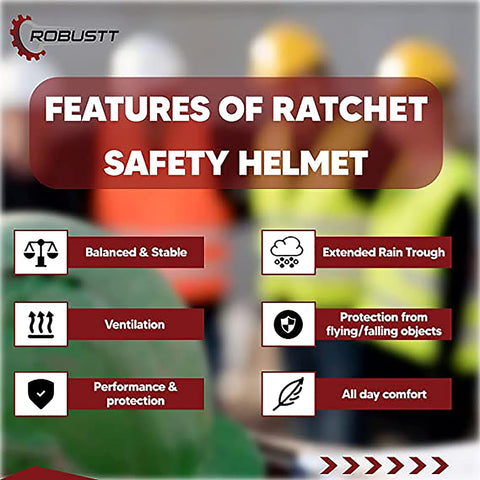 Robustt X Shree JEE Safety Helmet Executive Ratchet Type Adjustment, Protection for Outdoor Work Head Safety Hat with Sweat Band, Green