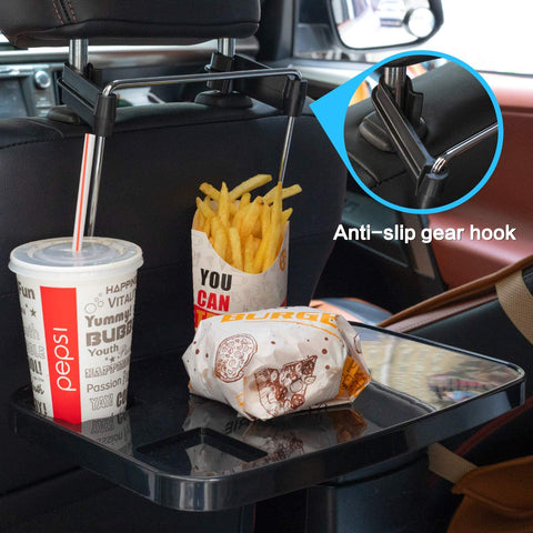 Robustt Multipurpose Car Tray | Black | ABS Material| Easy Installation | Adjustable Angles | Versatile  Use for holding food, drinks, laptops, and more