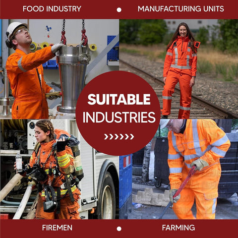 Robustt Orange Boiler Suit | 100% Cotton Suit with Multiple Pockets | Workwear Suit with Reflective Tape, Unisex Coveralls for Industrial & Protective Use