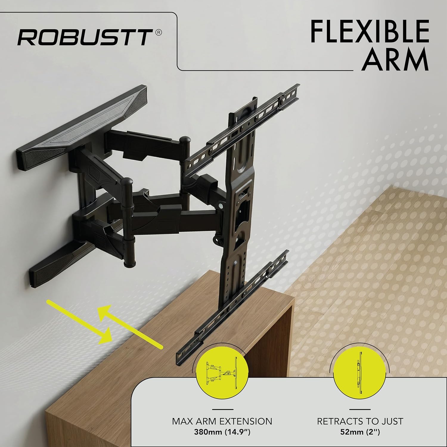 Robustt Movable tv mount with flexible arm