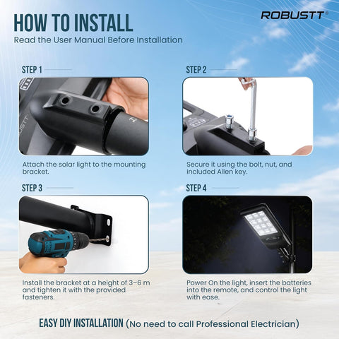 Solar LED Light 300W for Outdoor Use | PIR Motion Sensor & Remote Control | 6000 Lumens | 6500K Cool White