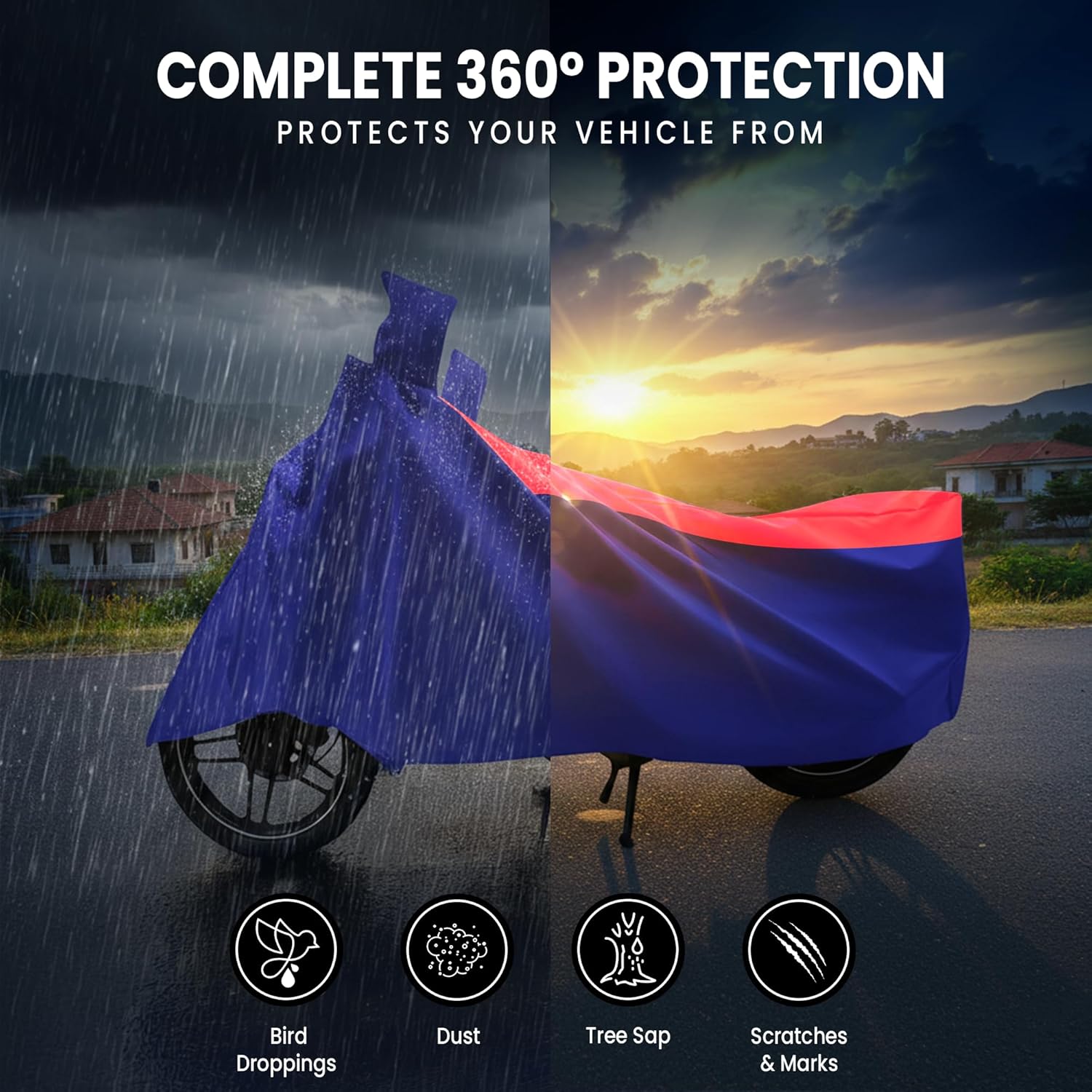 Two Wheeler cover with complete 360 degree protection