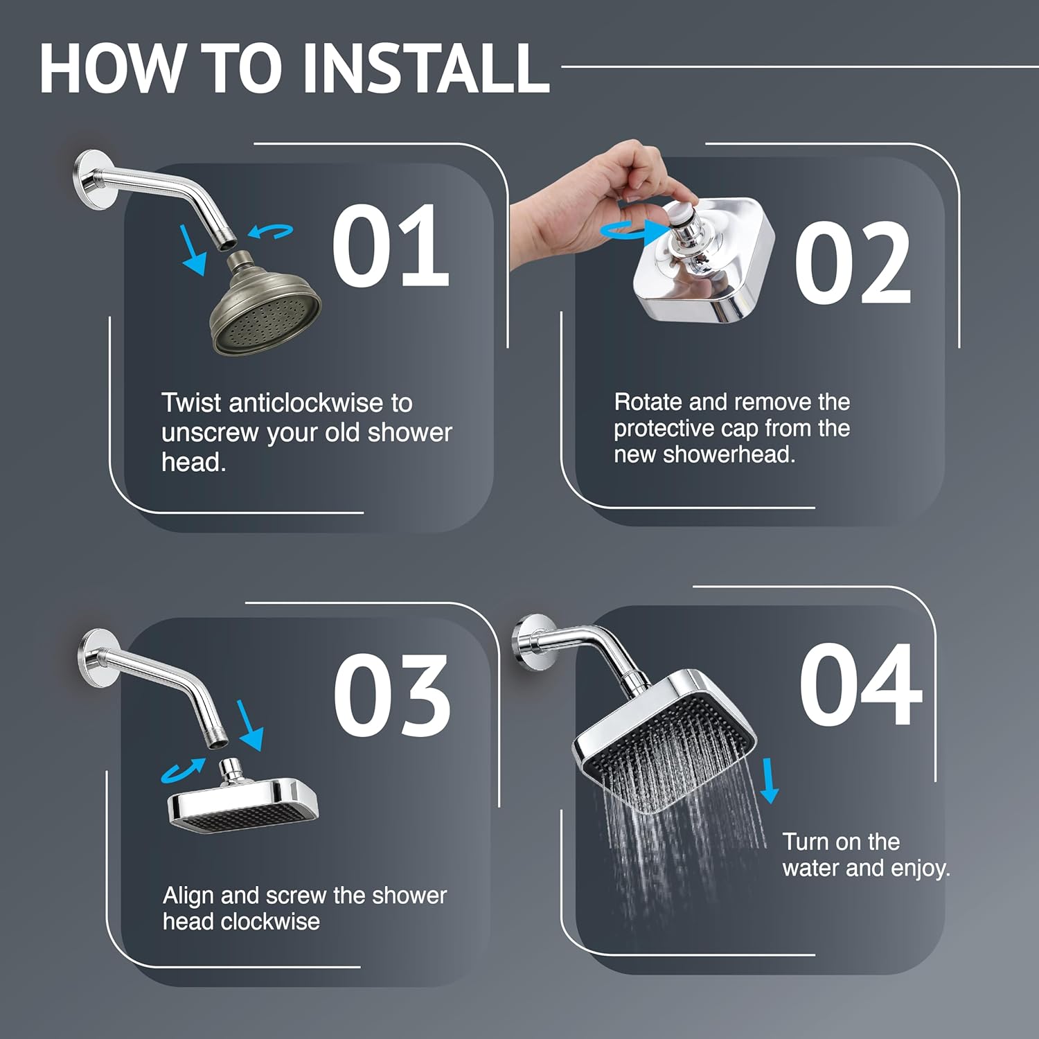 How to install 6 Inch Overhead Shower Head for Bathroom