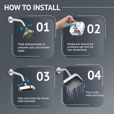 How to install 6 Inch Overhead Shower Head for Bathroom