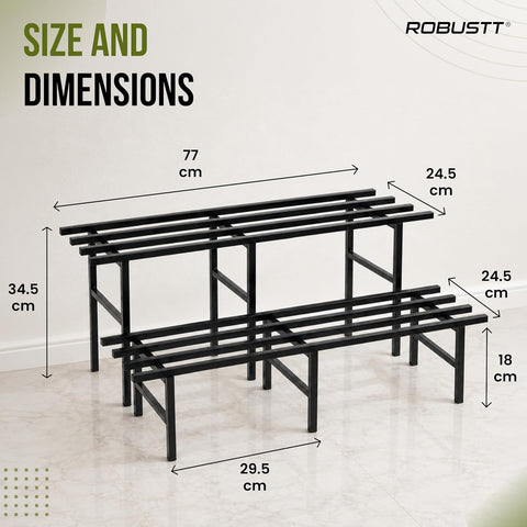 2 Tier Metal Plant Stand | Heavy-Duty Plant Rack with Powder-Coated Metal Frame | Stable 6-Leg Design | Supports Up to 300 kg | Convertible Plant Stand for Balcony, Garden & Office