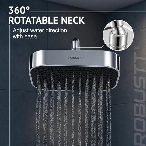 Robustt 6 inch shower head with 36 degree rotatable neck