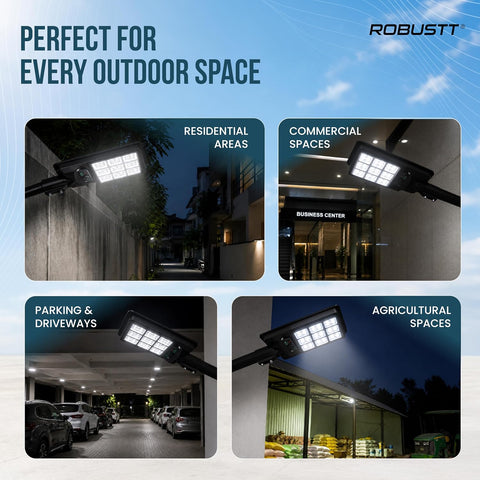 Solar LED Light for Outdoor Use | 60W | 1200 Lumens | IPX5 Water Resistant | PIR Motion Sensor & Remote Control | Cool White Street Light