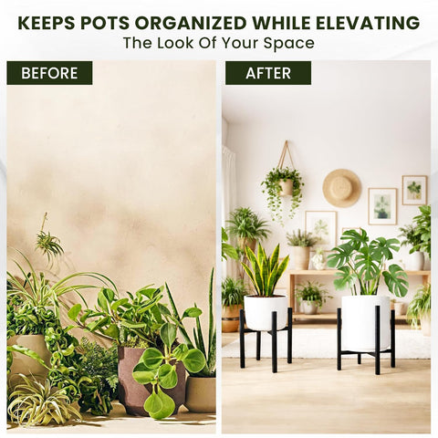 4-Leg Adjustable Metal Plant Stand (8–12 Inch Pots) | Dual Height Options | Supports Up to 100 kg | Anti-Rust Finish with Anti-Slip Base | Ideal for Outdoor and Indoor Plant Display