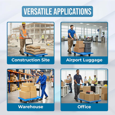 Trolley used at construction site, airport luggage, warehouse & office.