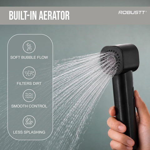 Hand Faucet for Toilet with Magnetic Holder & 2 Flow Modes | Health Faucet Gun Only with One-Touch Button, Built-In Aerator & Anti-Rust ABS | Jet Spray for Toilet Cleaning, Pet & Hair Washing