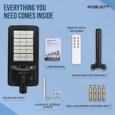 Solar LED Light 300W for Outdoor Use | PIR Motion Sensor & Remote Control | 6000 Lumens | 6500K Cool White