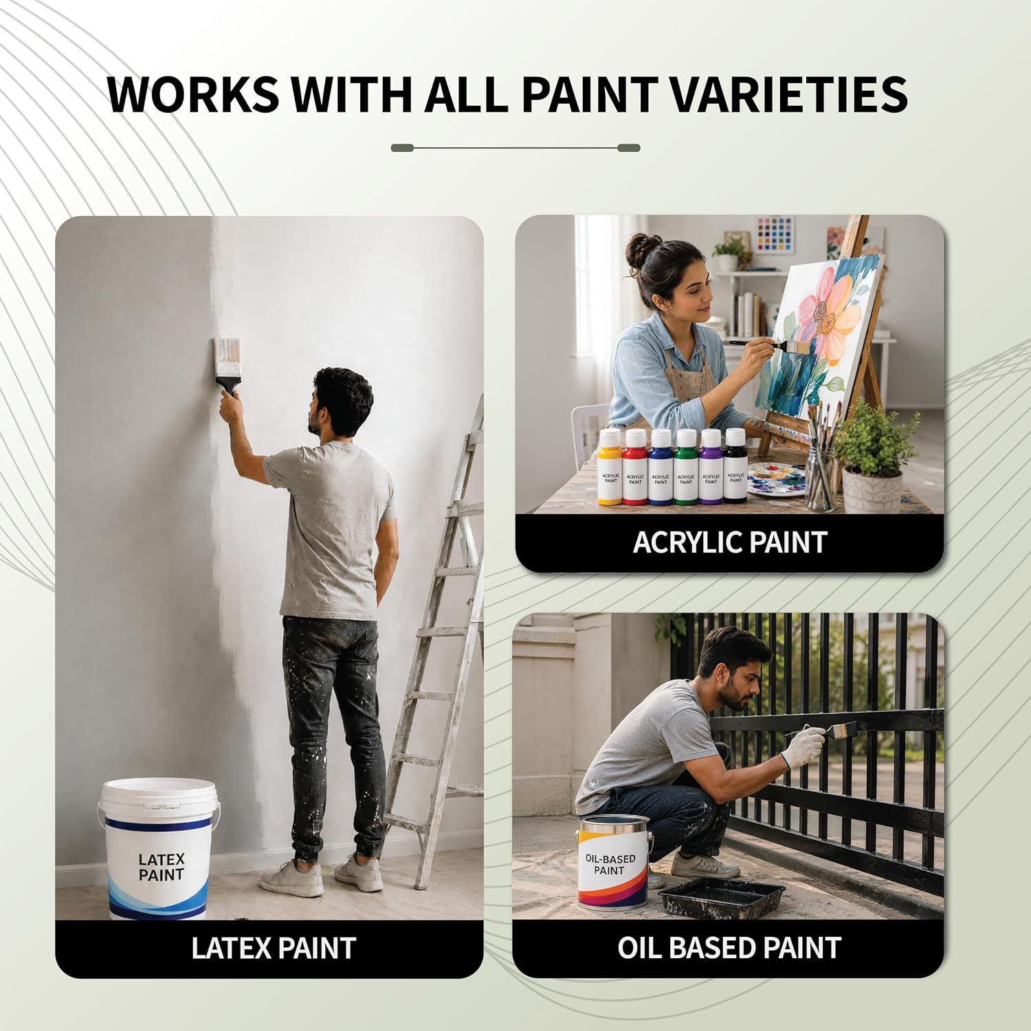 Robustt 1 inch paint brush works will all paints like latex, oil based, acrylic paint