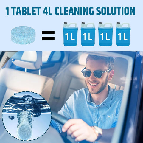 Concentrated Automotive Glass Wiper Cleaning Tablets, Car Windshield Washer Solid Tablets, Glass Cleaner Tablets