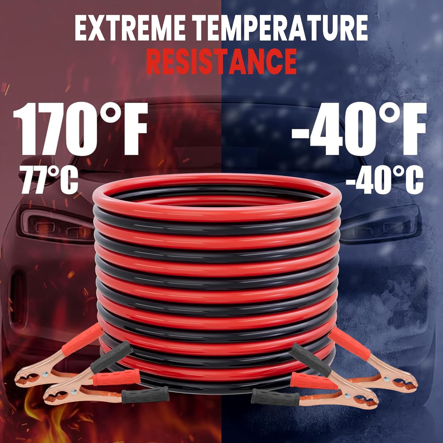 Use Heavy Duty Jumper Cables from -40 degree to 70 degrees