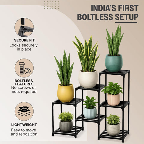 Robustt Heavy-Duty 7 Tier Metal Plant Stand with boltless setup