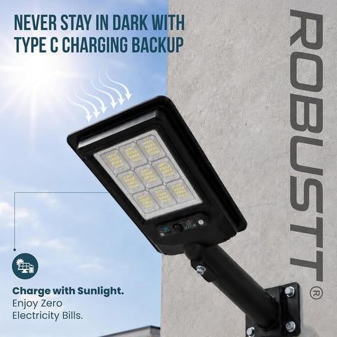 Solar LED Light for Outdoor Use | 60W | 1200 Lumens | IPX5 Water Resistant | PIR Motion Sensor & Remote Control | Cool White Street Light