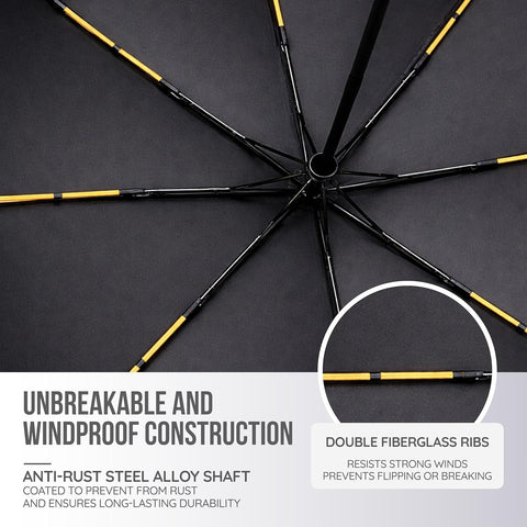 Umbrella with Carabiner Hook Handle & Double Fiberglass Ribs