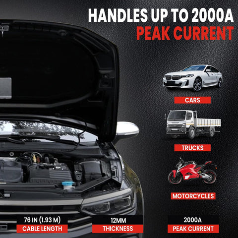 Heavy Duty 2000Amp Jumper Cables for Car Battery