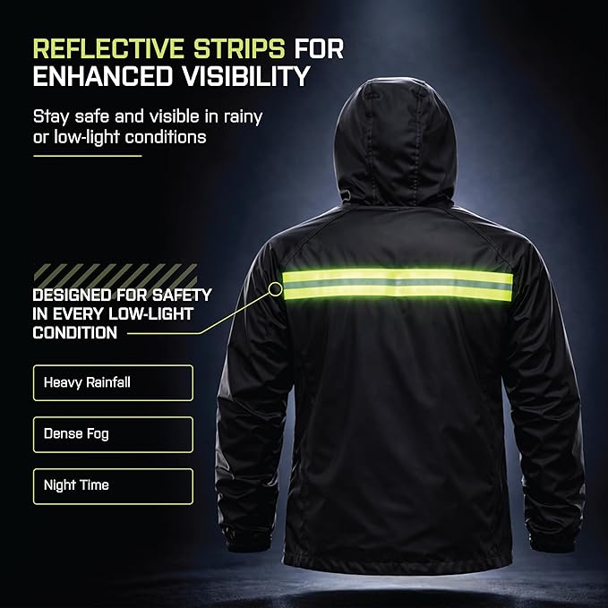 Rain Jacket And Pants Set With reflective strips