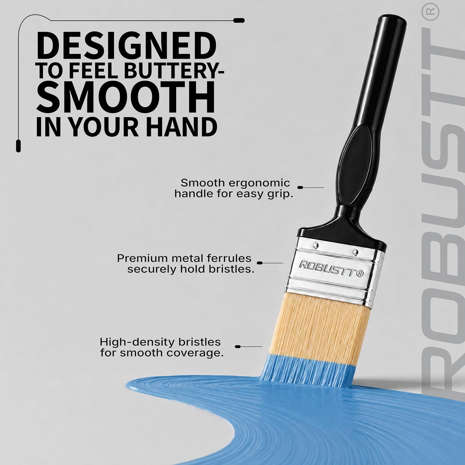 Premium 2 inch paint brush with high density bristies an ergonomic handle
