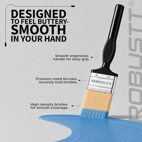 Premium 2 inch paint brush with high density bristies an ergonomic handle