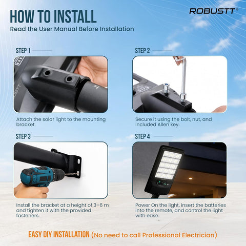 Solar LED Light 400W for Outdoor Use | PIR Motion Sensor & Remote Control | Solar + USB Type-C Charging | 8000 Lumens