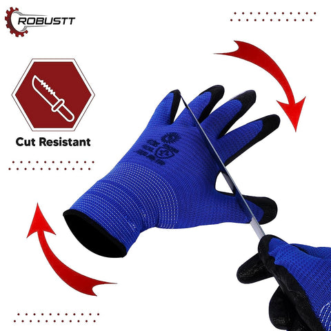 Robustt Nylon Nitrile Coated Industrial Safety Hand Gloves Anti-Cut, Cut Resistant, Heat Resistant, Industrial Use, For Finger and Hand Protection