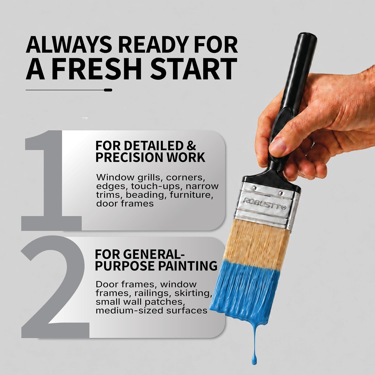Robustt 2 inch paint brush for detailed precision work