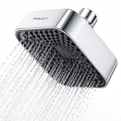 4 Inch Single Flow Overhead Shower Head for Bathroom (Without Shower Arm) | 360° Rotatable Neck | Anti-Rust Chrome Finish Abs Body | Anti-Clog Easy Clean Silicone Nozzles Bath Shower