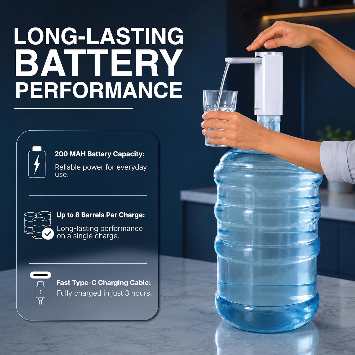 Robustt Smart Electric Water Dispenser with Long Lasting battery performance