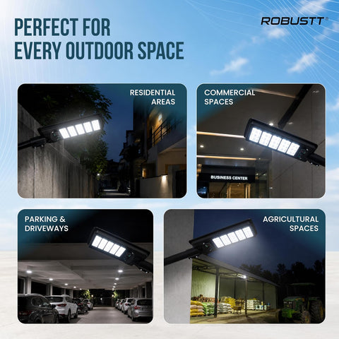 Solar LED Light 400W for Outdoor Use | PIR Motion Sensor & Remote Control | Solar + USB Type-C Charging | 8000 Lumens
