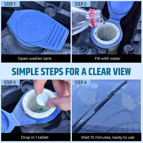 Concentrated Automotive Glass Wiper Cleaning Tablets, Car Windshield Washer Solid Tablets, Glass Cleaner Tablets