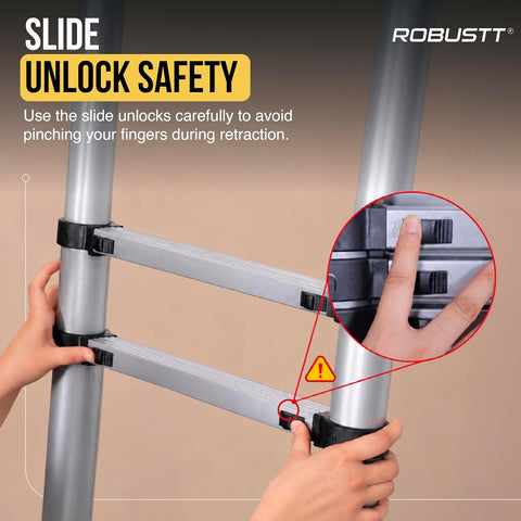Telescopic Folding Ladder | 150 kg Load Capacity | Portable Ladder for Home, Construction and Outdoor Use | 2 Years Warranty