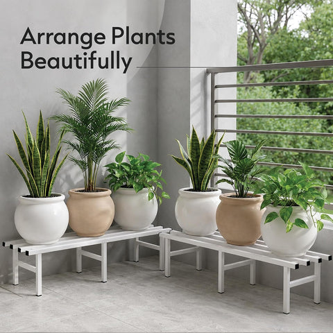 Horizontal Metal Pot Stand 76x24x18 Cm | Rust-Proof Matte Powder-Coated Pot Stand for Big Size Plants | Supports Up to 200 Kg| Ideal for Balcony, Outdoor and Indoor Plant