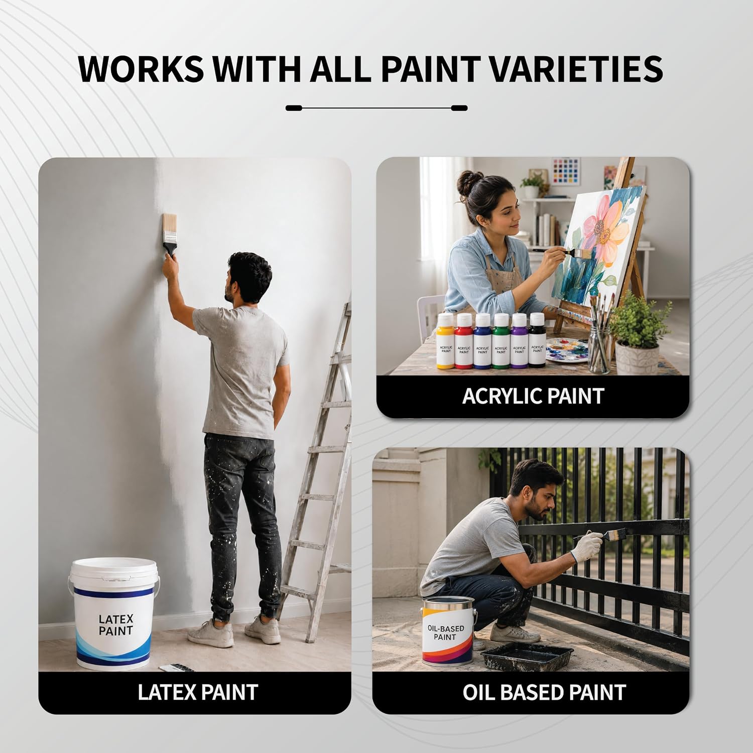 Robustt Paint brush works with latex paint, acrylic paint & Oil based paint
