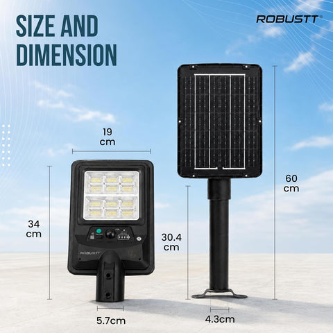 Solar LED Light for Outdoor Use | 130W & 2400 Lumens | IPX5 Water Resistant | PIR Motion Sensor & Remote Control | Solar + USB Type-C Charging