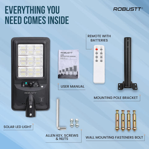 Solar LED Light for Outdoor Use | PIR Motion Sensor & Remote Control | Solar + USB Type-C Charging | 200W & 3000 Lumens