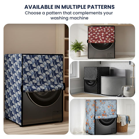 Waterproof Front Load Fully Automatic Printed Washing Machine Cover for 6 kg, 6.5 kg, 7kg & 7.5 kg (59 x 59 x 86 Cms)
