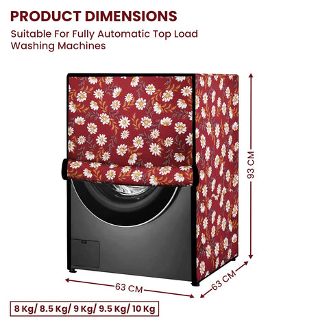 Waterproof Front Load Fully Automatic Printed Washing Machine Cover for 8 Kg, 8.5 Kg, 9 Kg, 9.5 Kg (63 x 63 x 93 Cms)