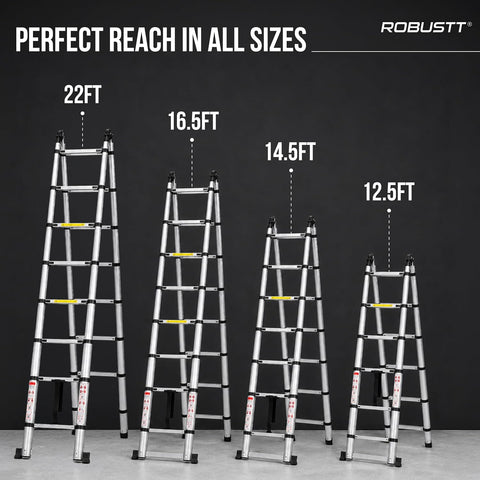 A-Type Telescopic Ladder | EN131 Certified | Heavy-Duty Portable & Compact Folding | Safety Lock Mechanism for Home & Outdoor Use | 2 Years Warranty