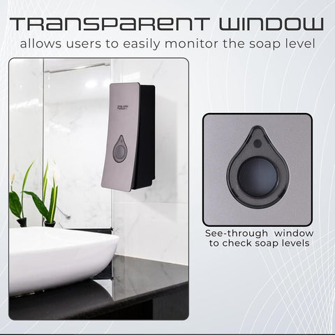 Manual Wall Mounted Liquid Soap Dispenser - Grey (200 ml) Leak-Proof, Transparent Window, Easy Installation - Ideal for Bathroom, Kitchen, Hotels, Offices