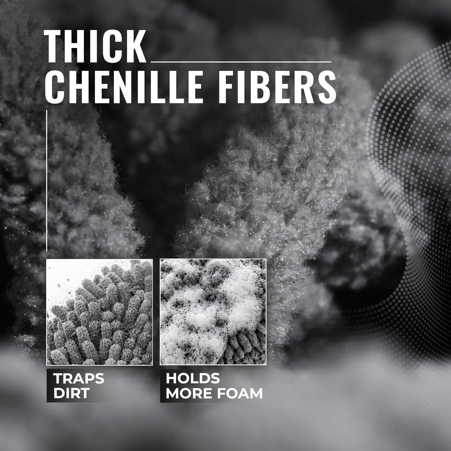 Scratch-Free Microfiber Wash Mitt Glove with thick chenille fibers