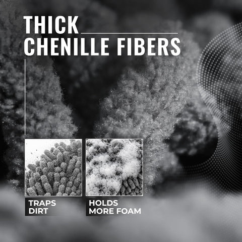 Scratch-Free Microfiber Wash Mitt Glove with thick chenille fibers