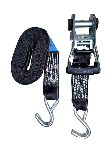 Robustt Lashing Belt (Black) | Heavy Duty Ratchet Belt | 50mm x 10mtrs | Material | Double J Hooks Luggage Straps | Wear and Tear Resistant