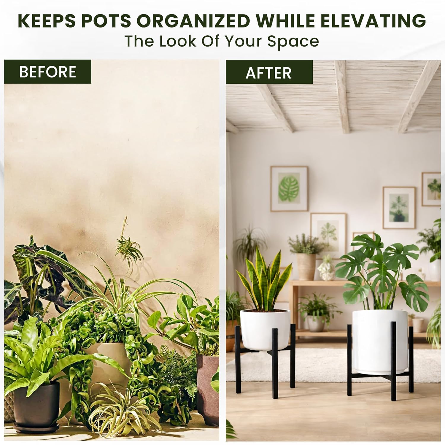 Keep Organized space with 3-Leg Adjustable Metal Plant Stand